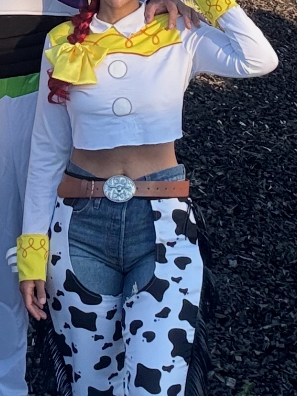 Cow Print Western Costume Top & Chaps Set - Yellow Accents